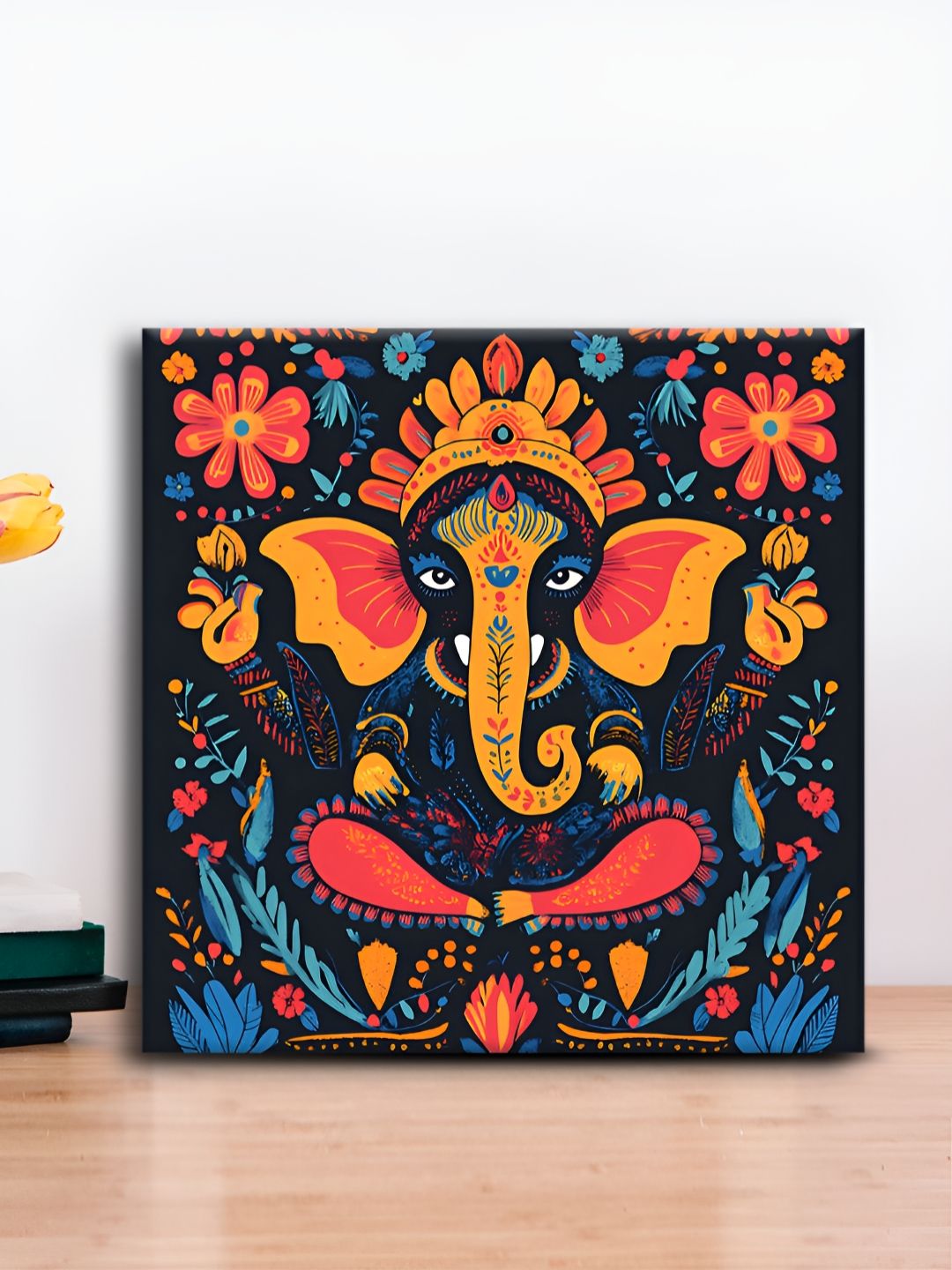 OLIVE TREE Black & Yellow Lord Ganesha Printed Canvas Painting Wall Art-picture-29