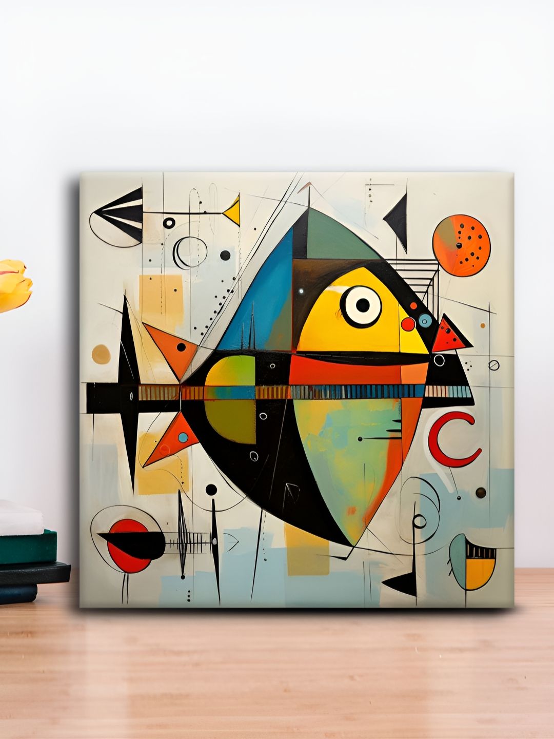 OLIVE TREE Black & Yellow Abstract Canvas Painting Wall Art-picture-36