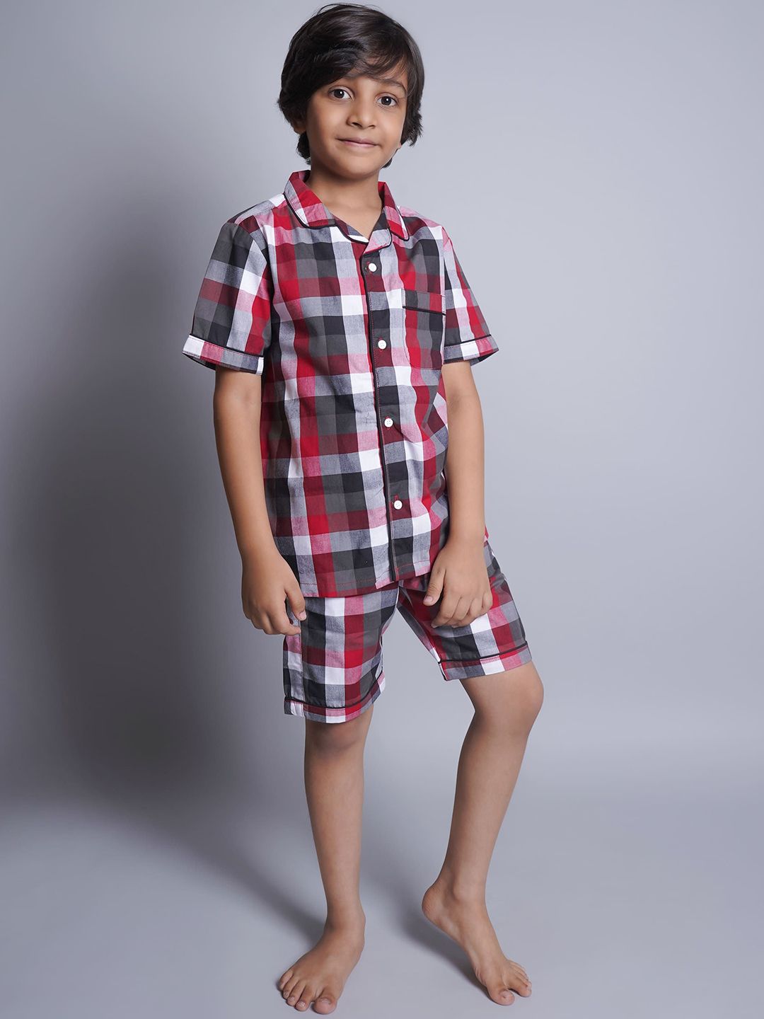 Biglilpeople Kids Checked Pure Cotton Night Suit-picture-13