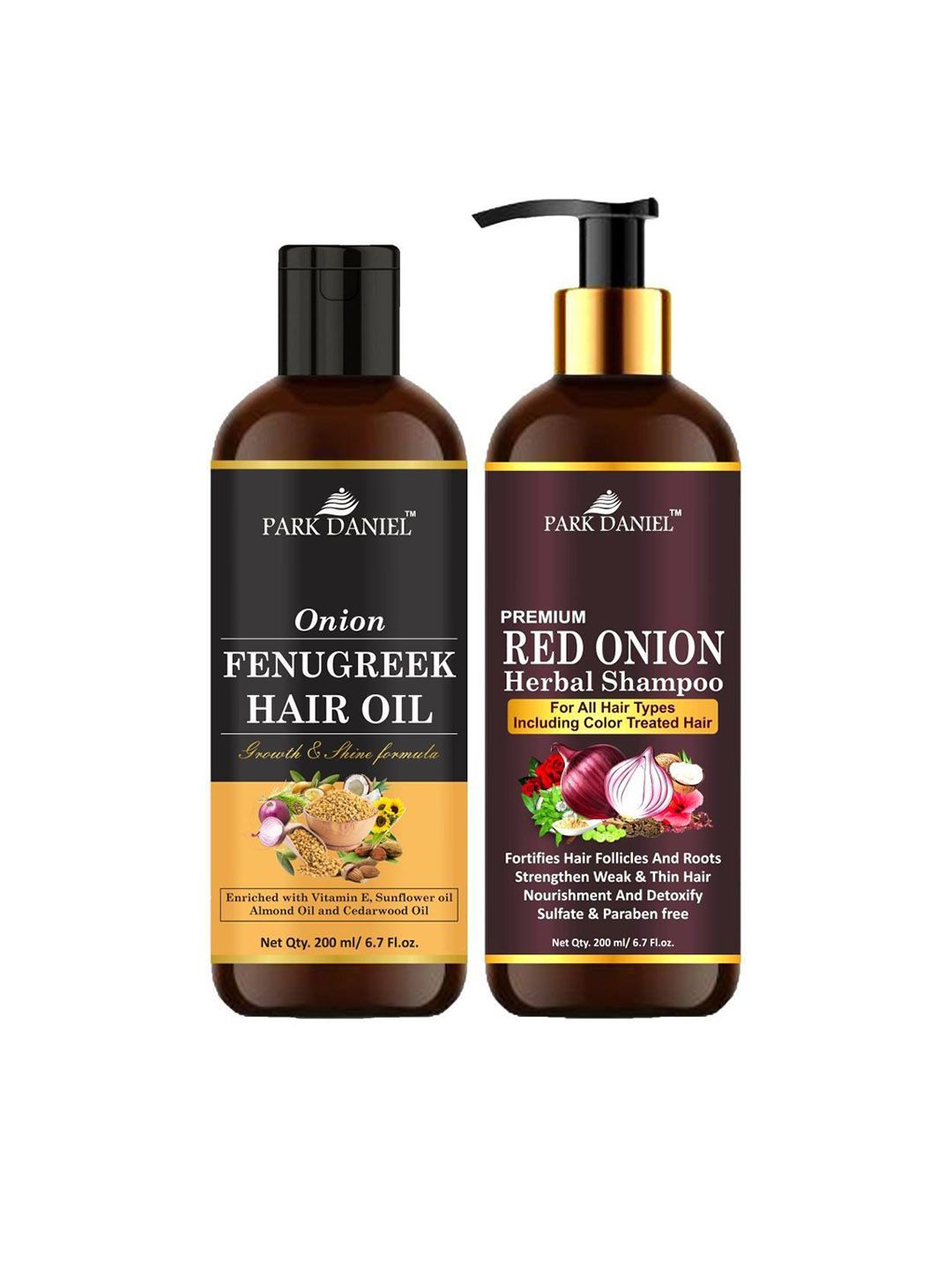 Park Daniel Set Of 2 Onion Fenugreek Hair Oil and Red Onion Herbal Shampoo - 200ml Each-picture-25