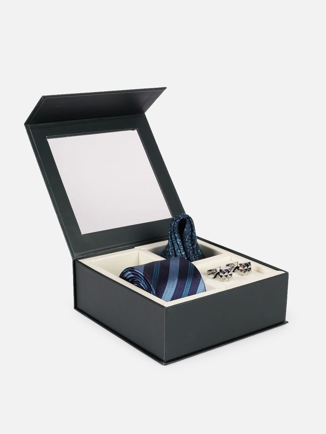 Peter England Men Set Of 3 Embroidered Tie Pocket Square & Cufflink Accessory Gift Set of-picture-26