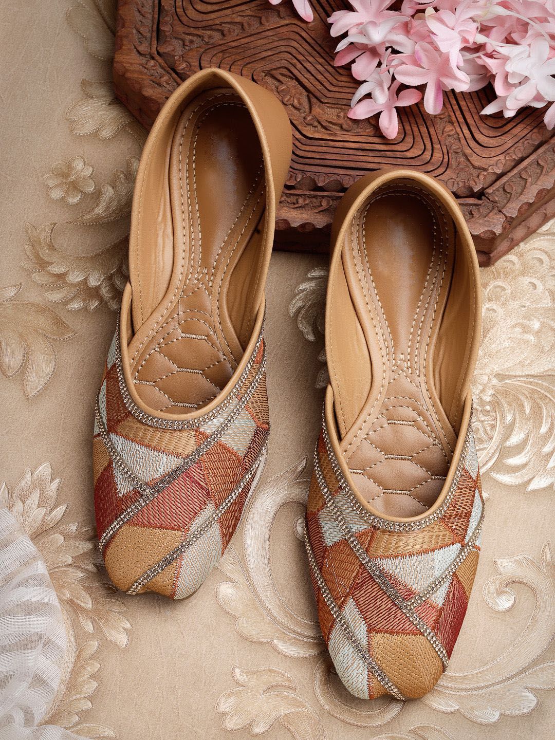 sneakers villa Women Square Toe Slip-On Mojaris Flats-picture-18