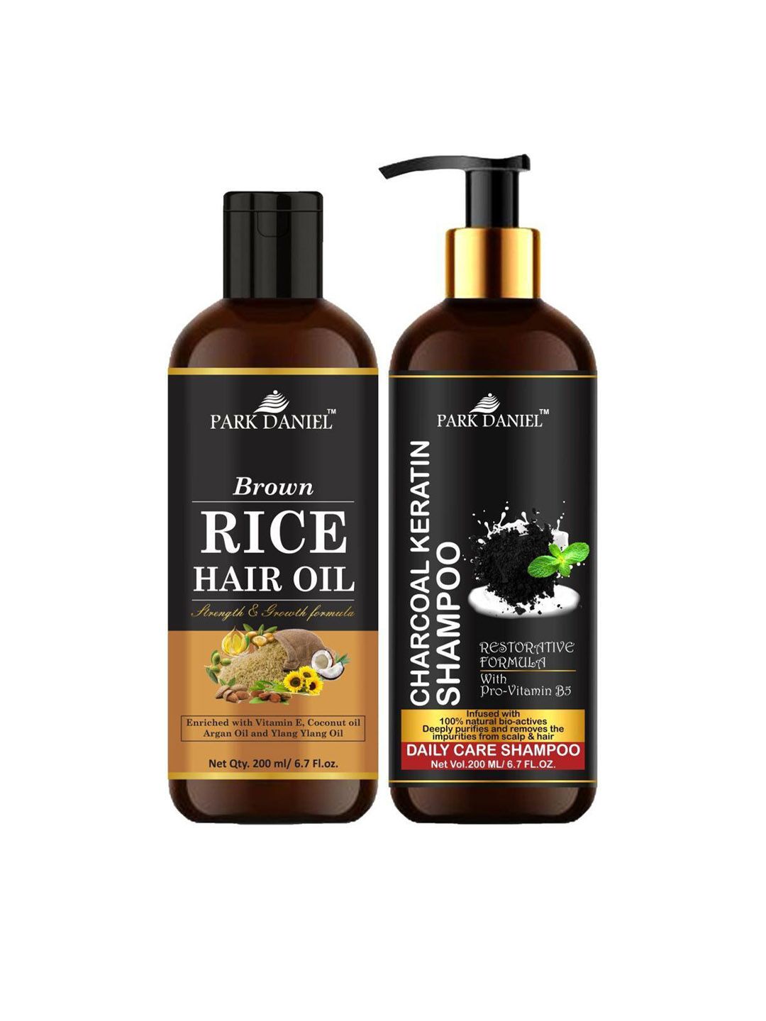 Park Daniel Set Of 2 Brown Rice Hair Oil & Charcoal Keratin Shampoo - 200 ml Each-picture-20