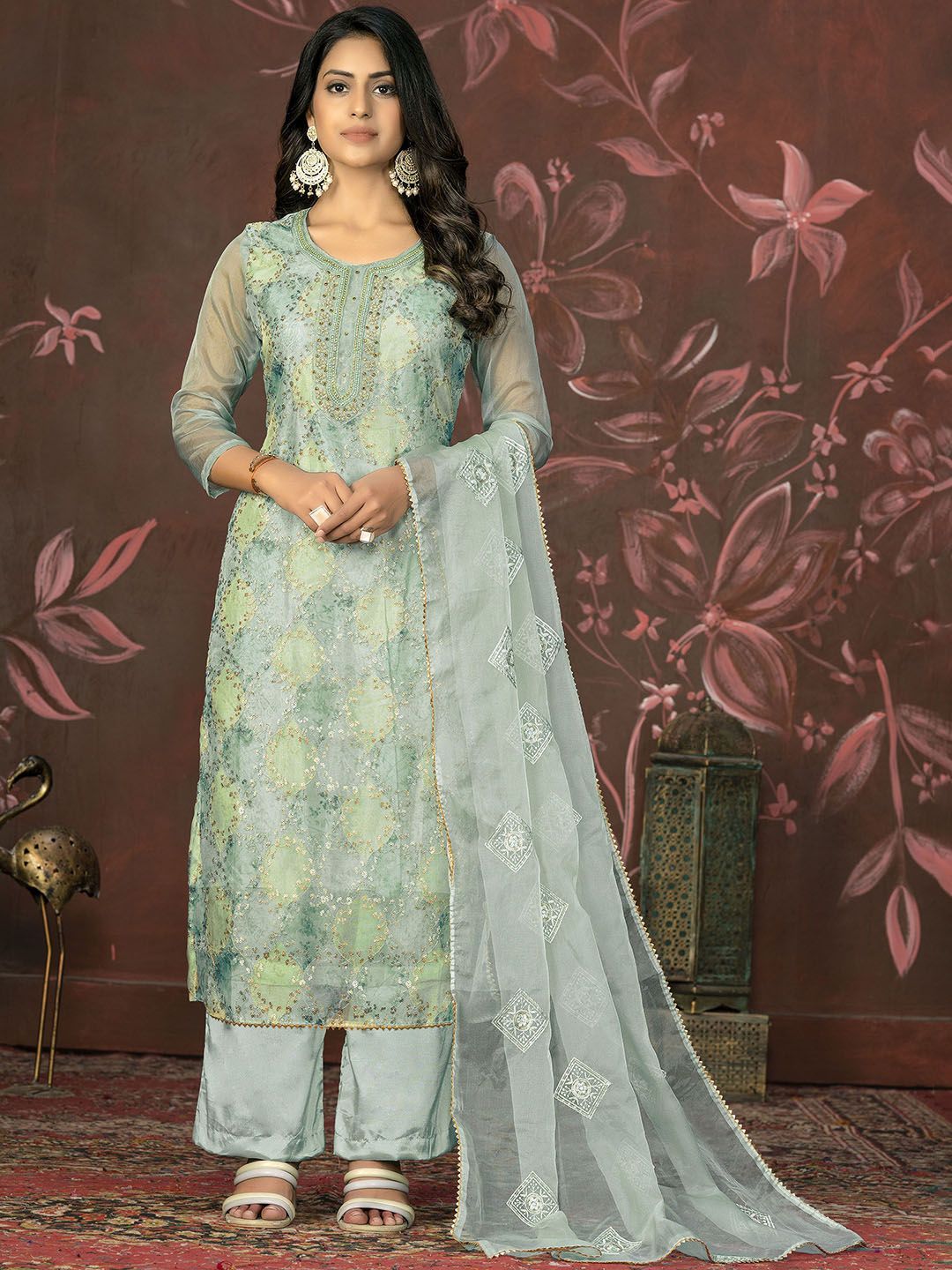 Maroosh Embroidered Organza Unstitched Dress Material-picture-4