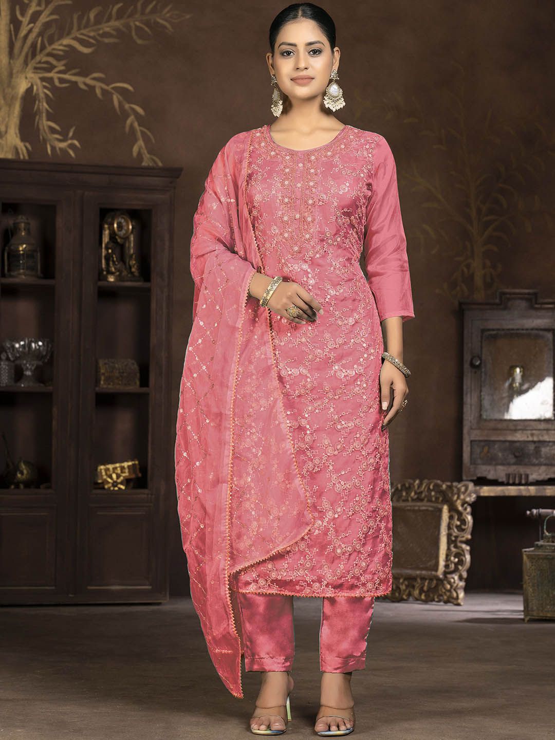 Maroosh Embroidered Organza Unstitched Dress Material-picture-23
