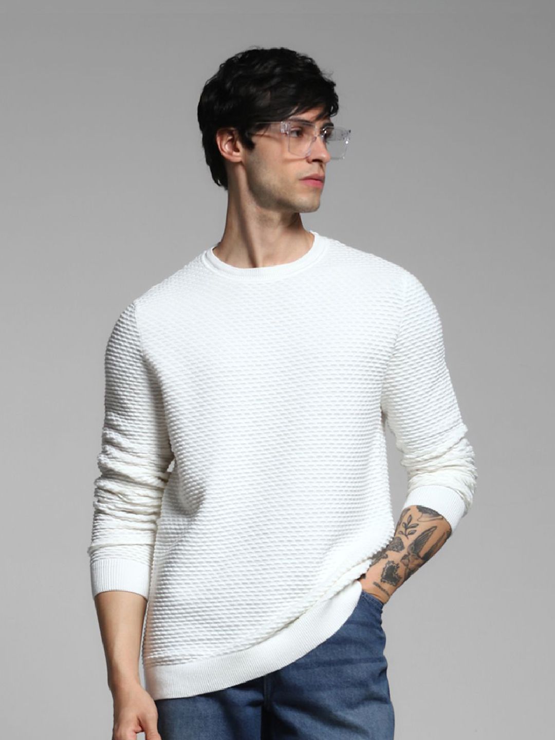 Jack & Jones Men Self Design Cotton Winter Pullover-image-45