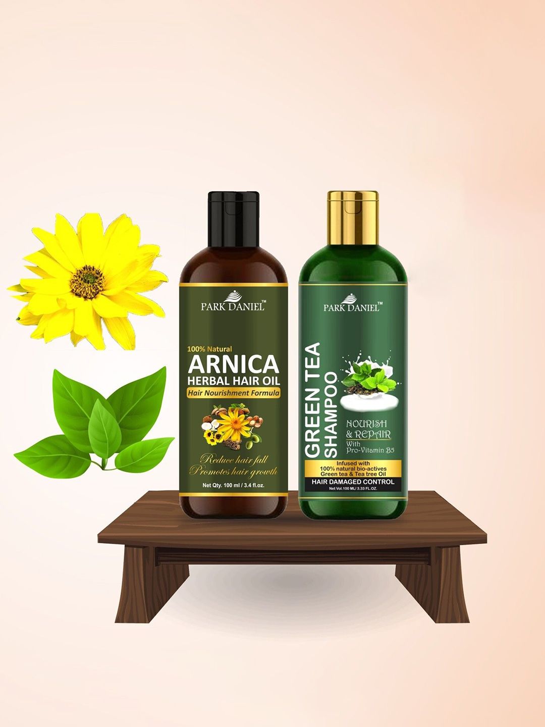 Park Daniel Set Of Arnica Herbal Hair Oil & Green Tea Shampoo - 100ml Each-image-36