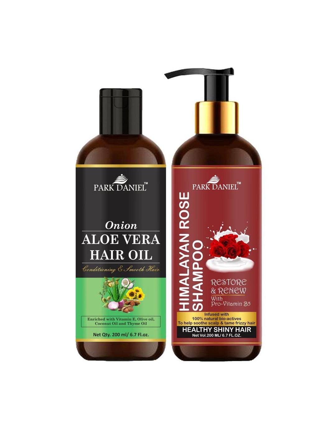 Park Daniel Set Of Onion Aloe Vera Hair Oil & Himalayan Rose Shampoo - 200 ml Each-image-49