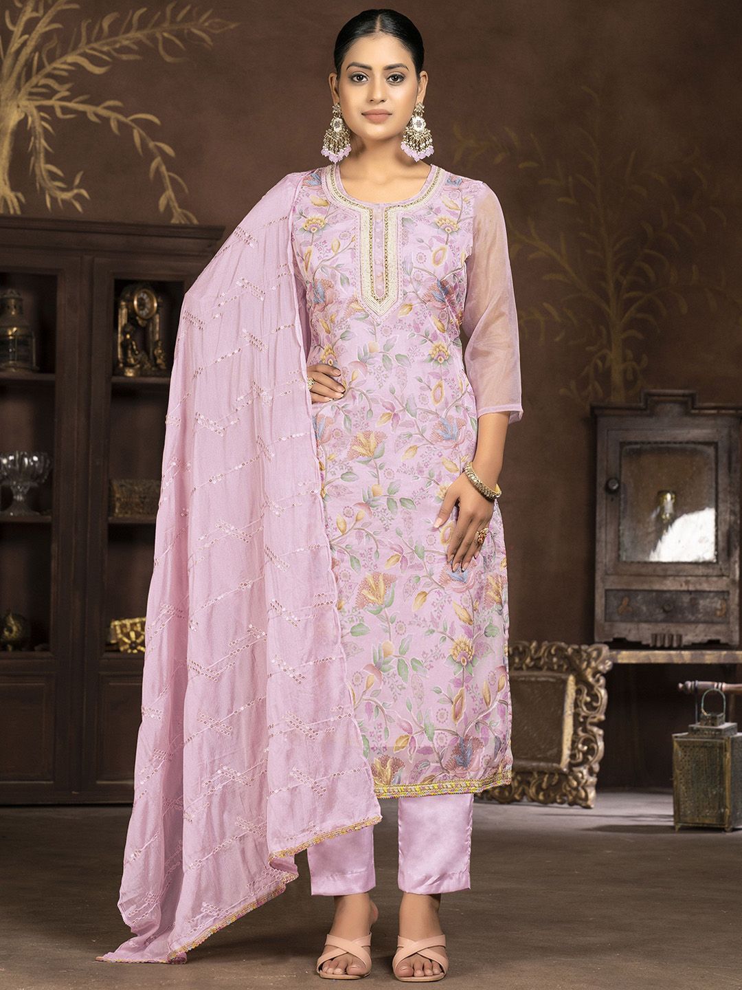 Maroosh Embroidered Organza Unstitched Dress Material-picture-28