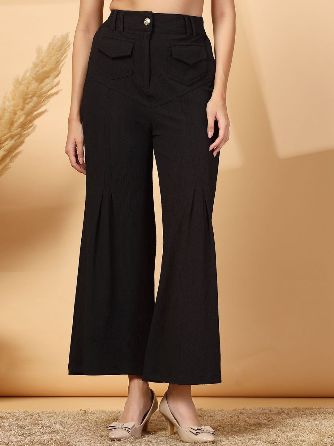 plusS Women Loose Fit Pleated Trousers-image-30