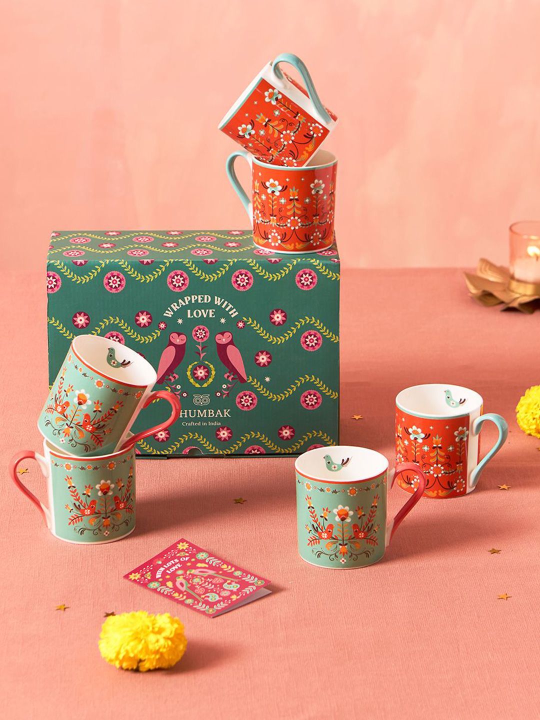 Chumbak Green & Red Printed Ceramic Matte Mugs Set of Cups and Mugs-picture-18