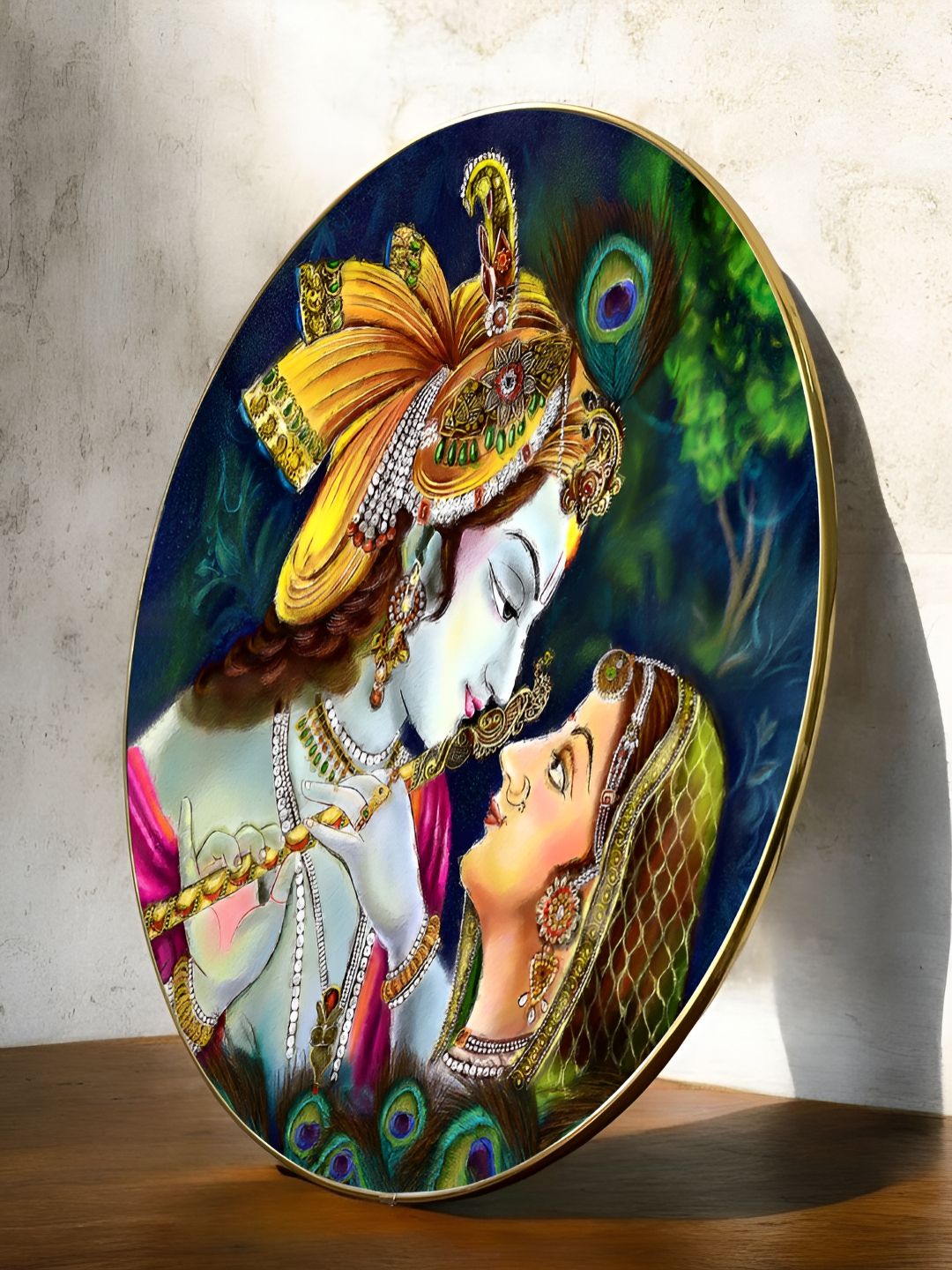 Art Street Blue & Green Paper Radha Krishna Pichwai Religious Wall Art-picture-42