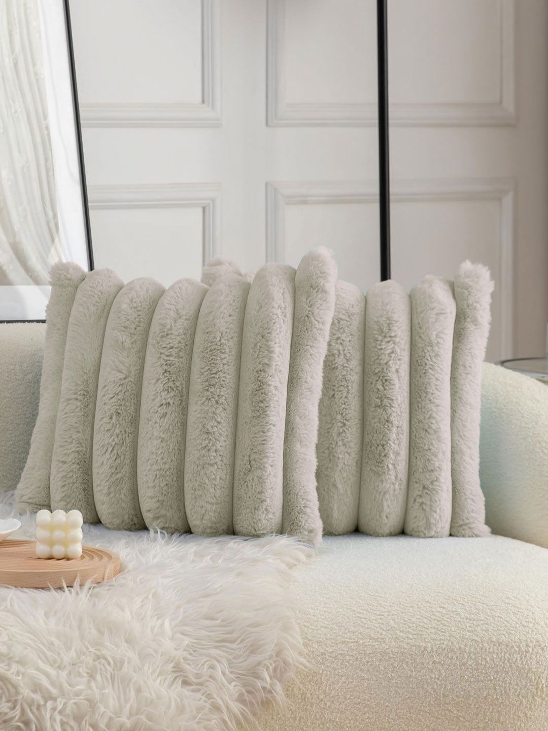 LUXEHOME INTERNATIONAL Taupe Set of 2 Square Cushion Covers-picture-10