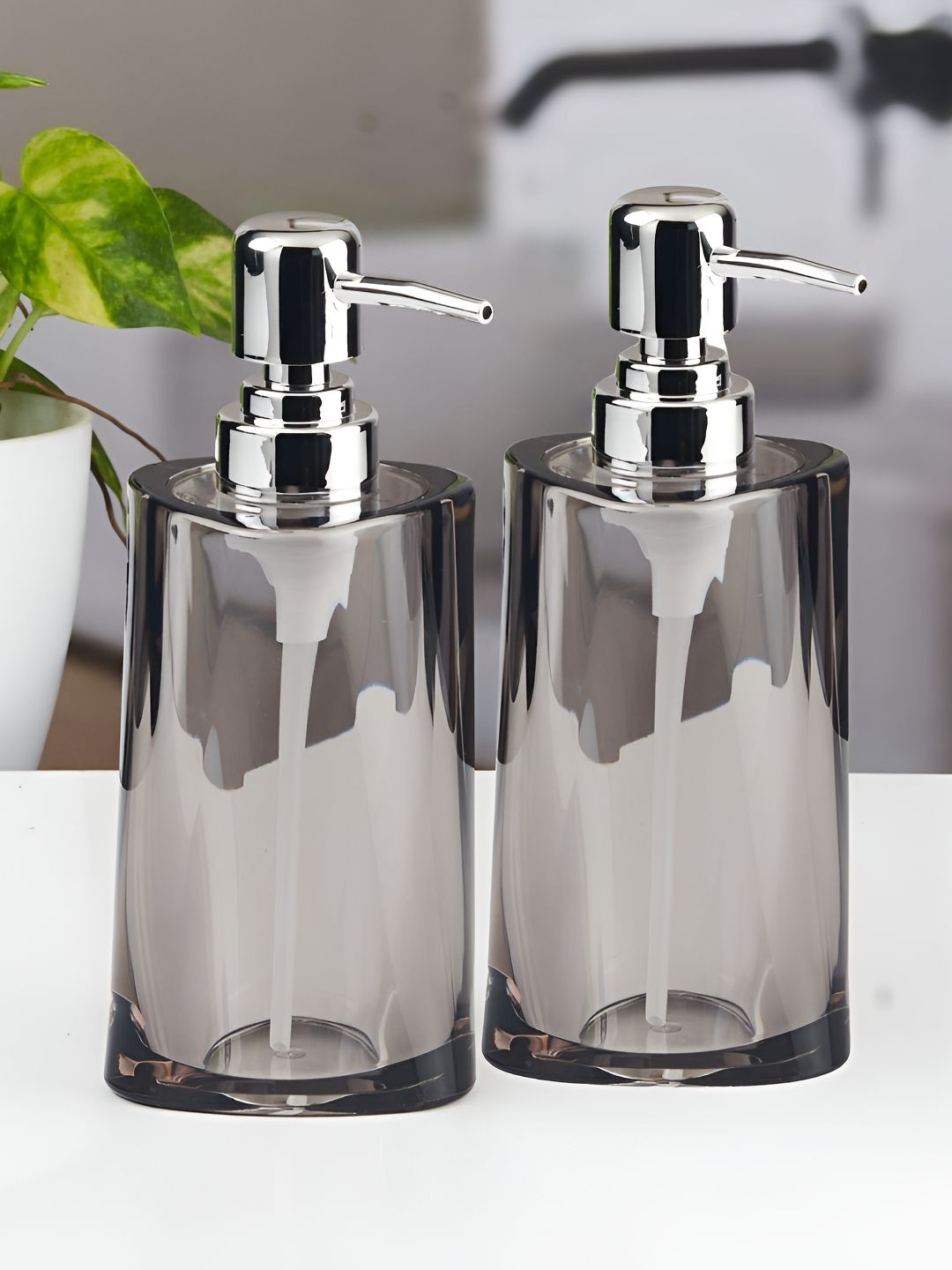 Kookee Grey 2 Pieces Abstract Glossy Contemporary Soap Dispensers-image-46