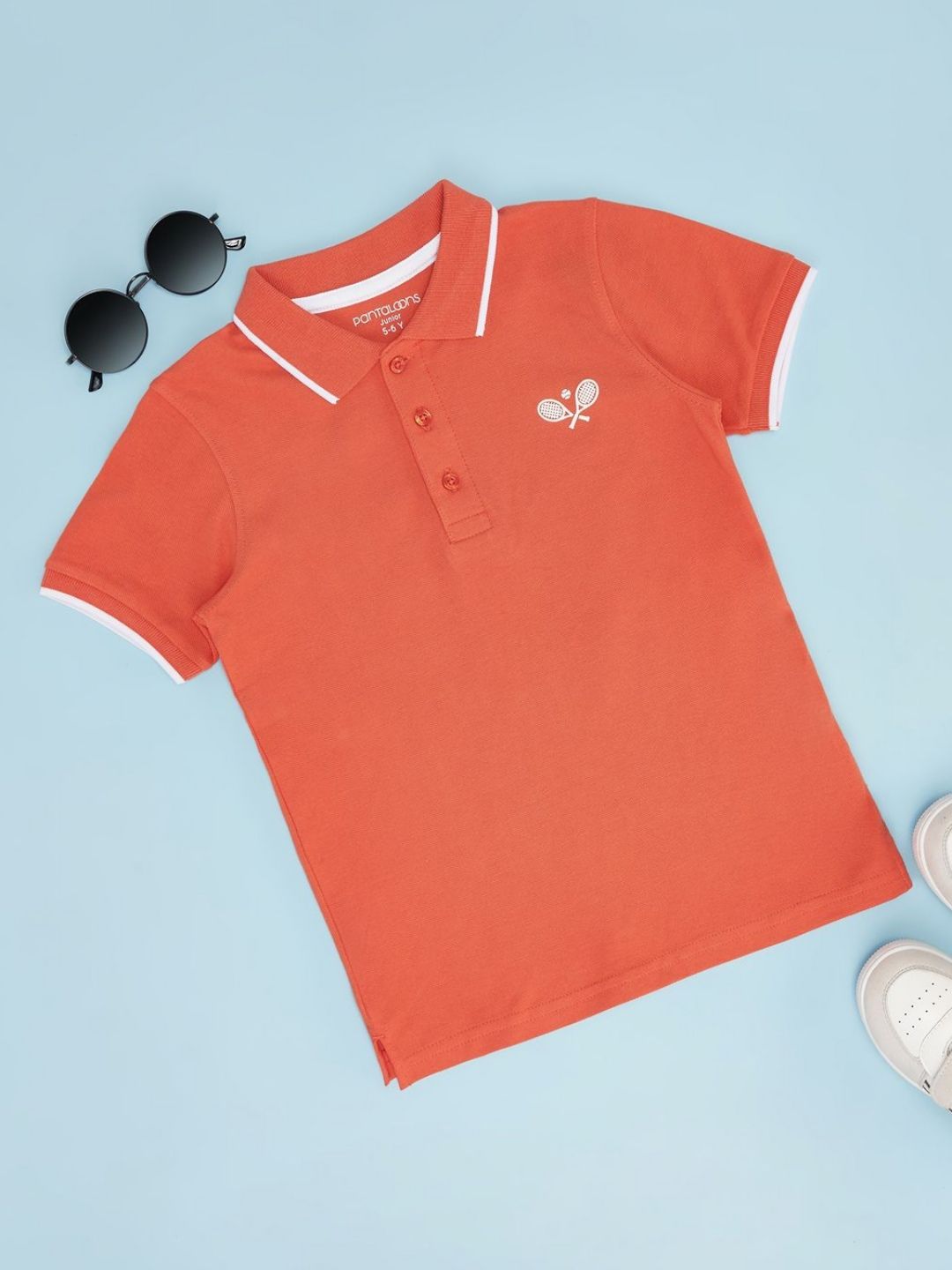 Pantaloons Junior Boys Solid Polo Collar Cotton T-shirt-picture-14