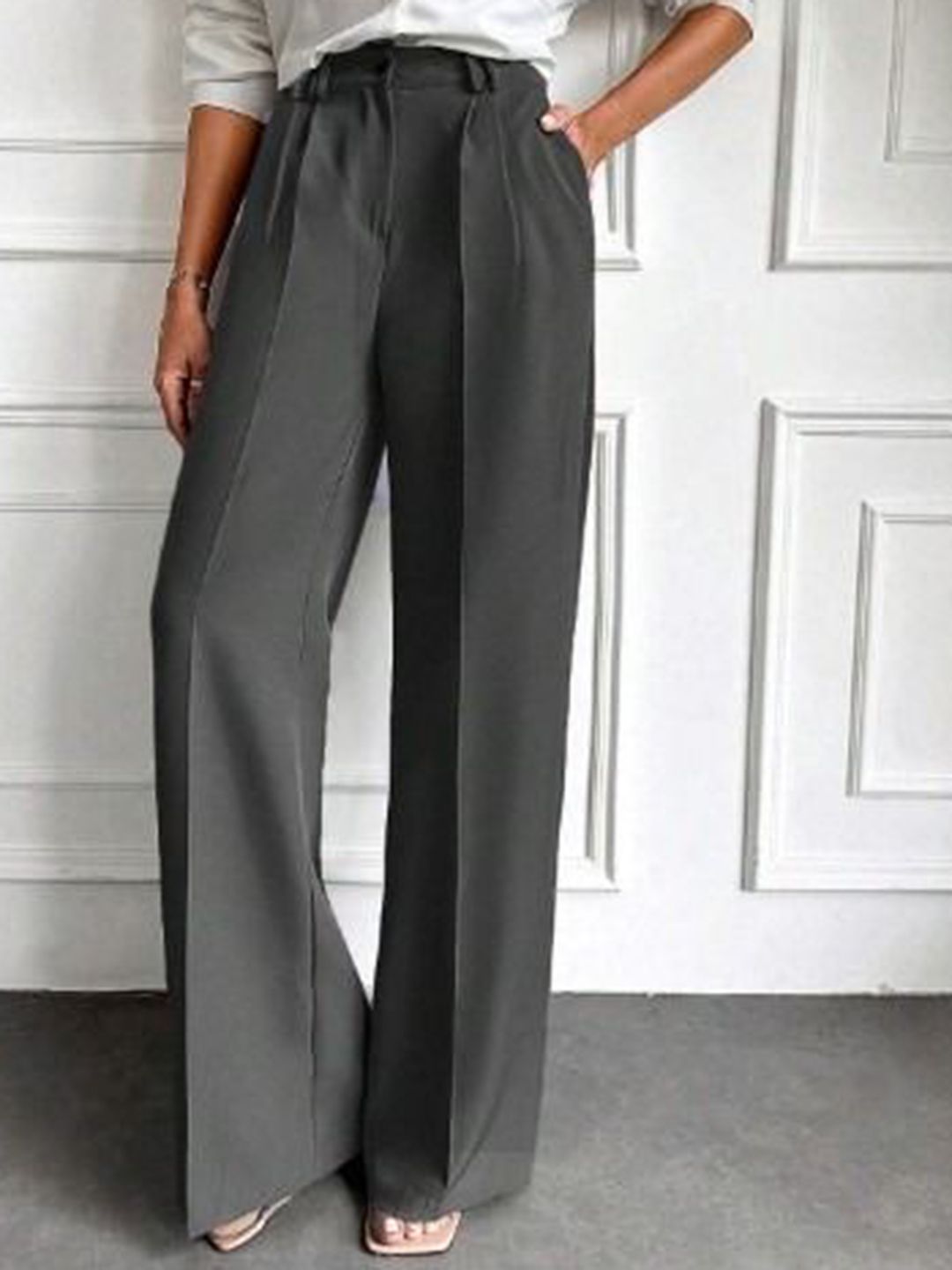 Next One Women Smart High-Rise Easy Wash Pleated Trousers-picture-29