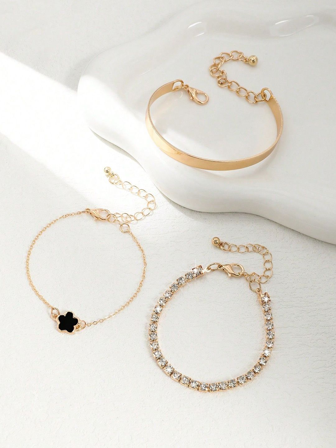 Jewels Galaxy Women 3 Crystals Gold-Plated Charm Bracelet-picture-30