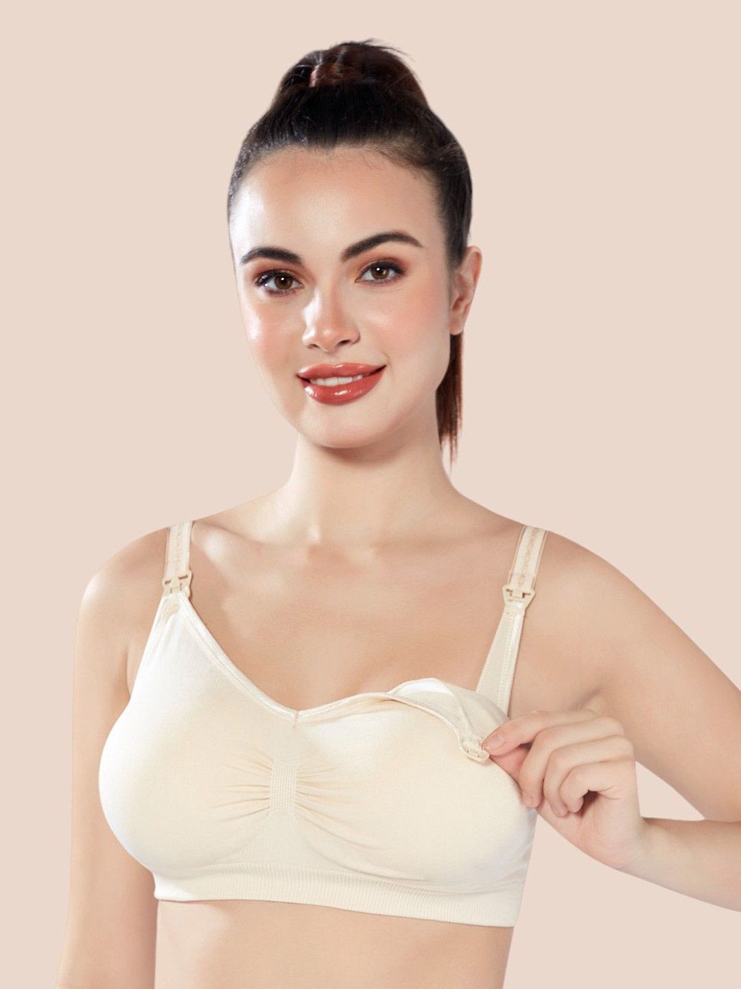 PLUMBURY Women Seamless Padded Full Coverage Maternity Bra