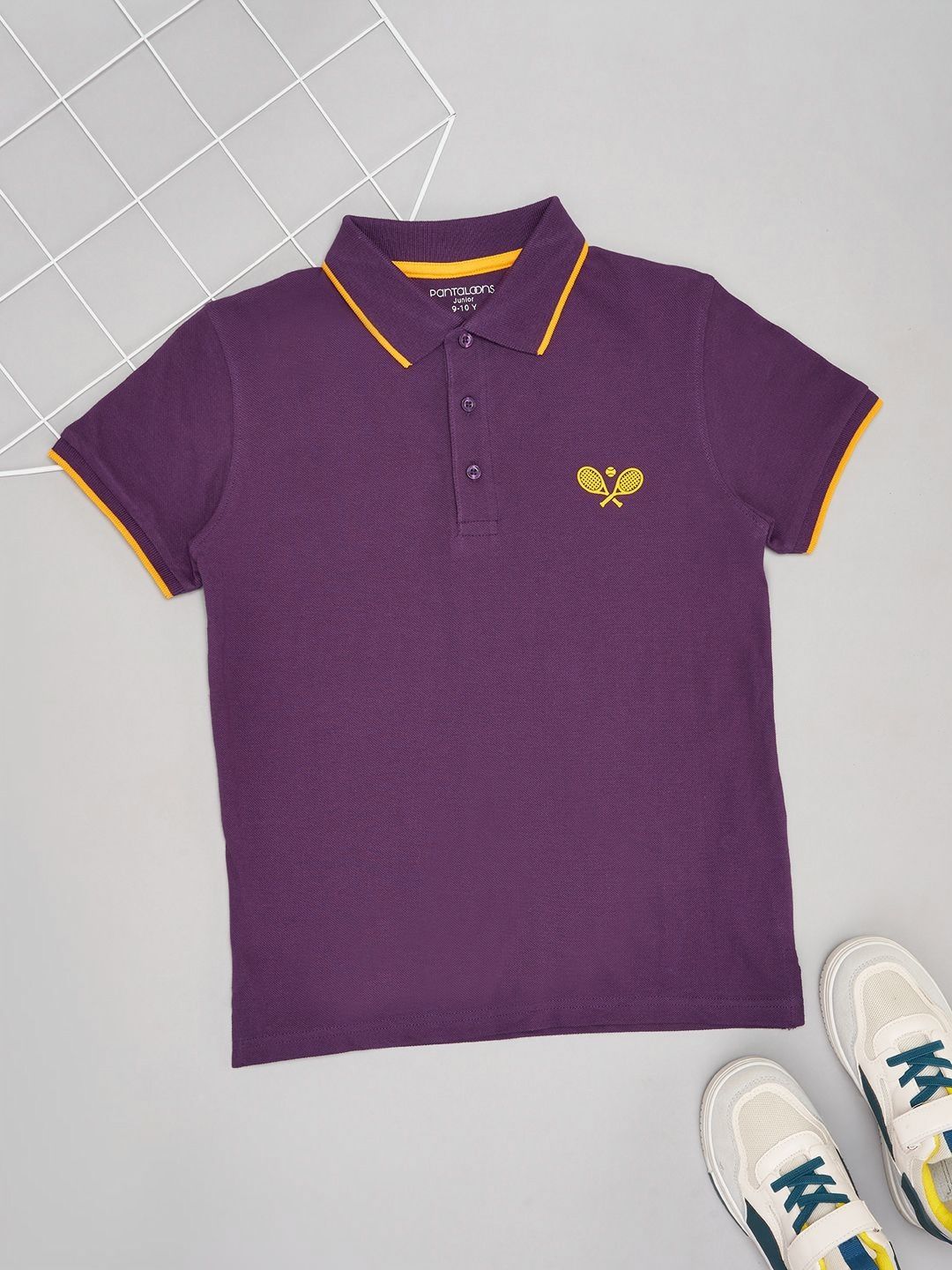 Pantaloons Junior Boys Solid Polo Collar Cotton T-shirt-picture-22