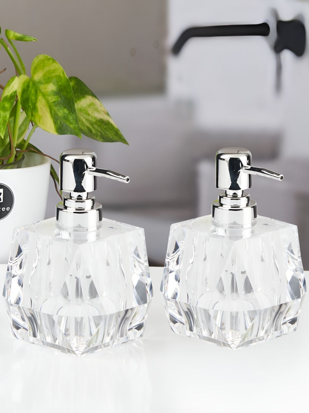 Kookee Transparent 2 Pieces Abstract Printed Acrylic Soap Dispensers-picture-38