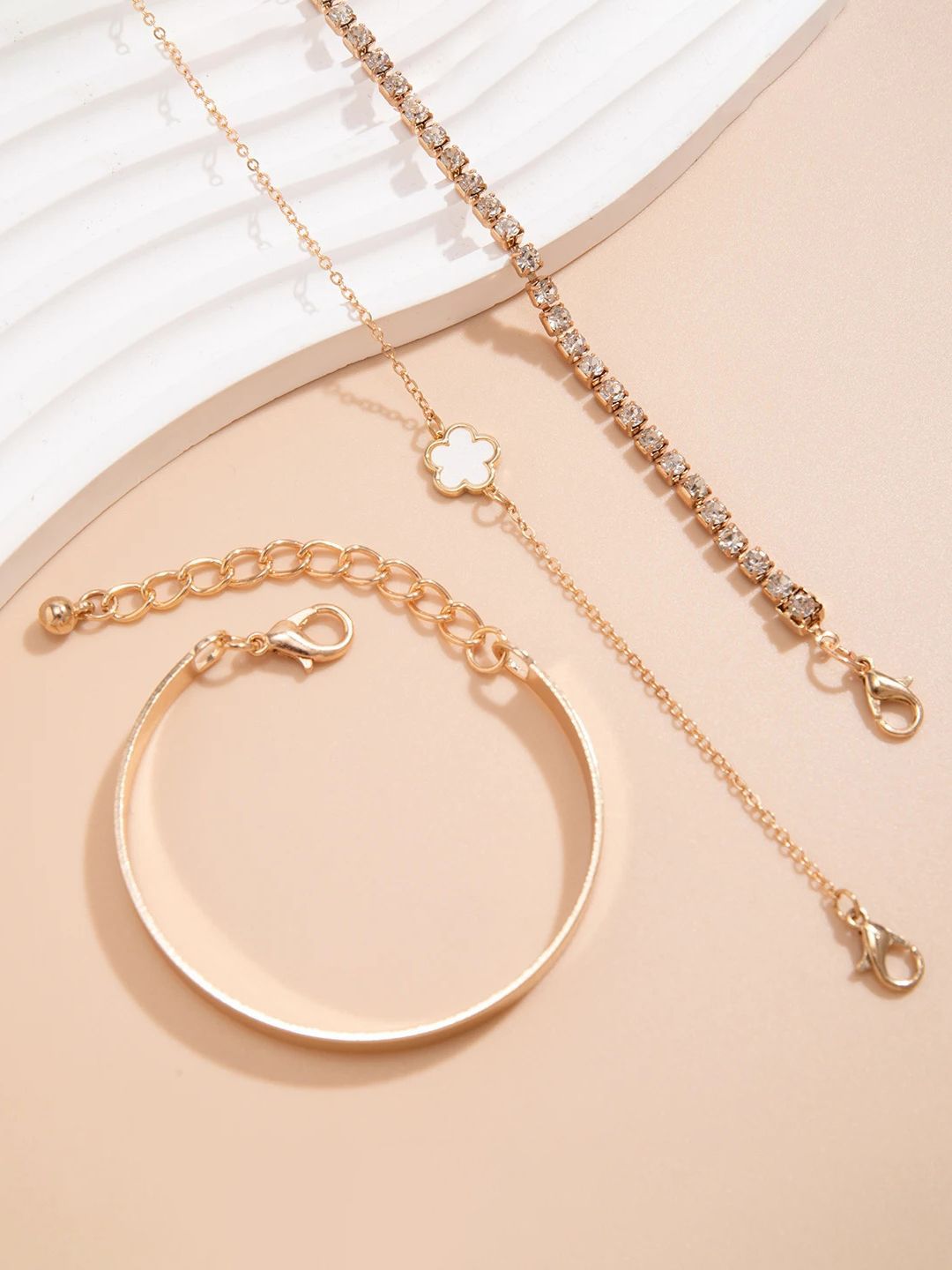 Jewels Galaxy Women 3 Crystals Gold-Plated Charm Bracelet-picture-31