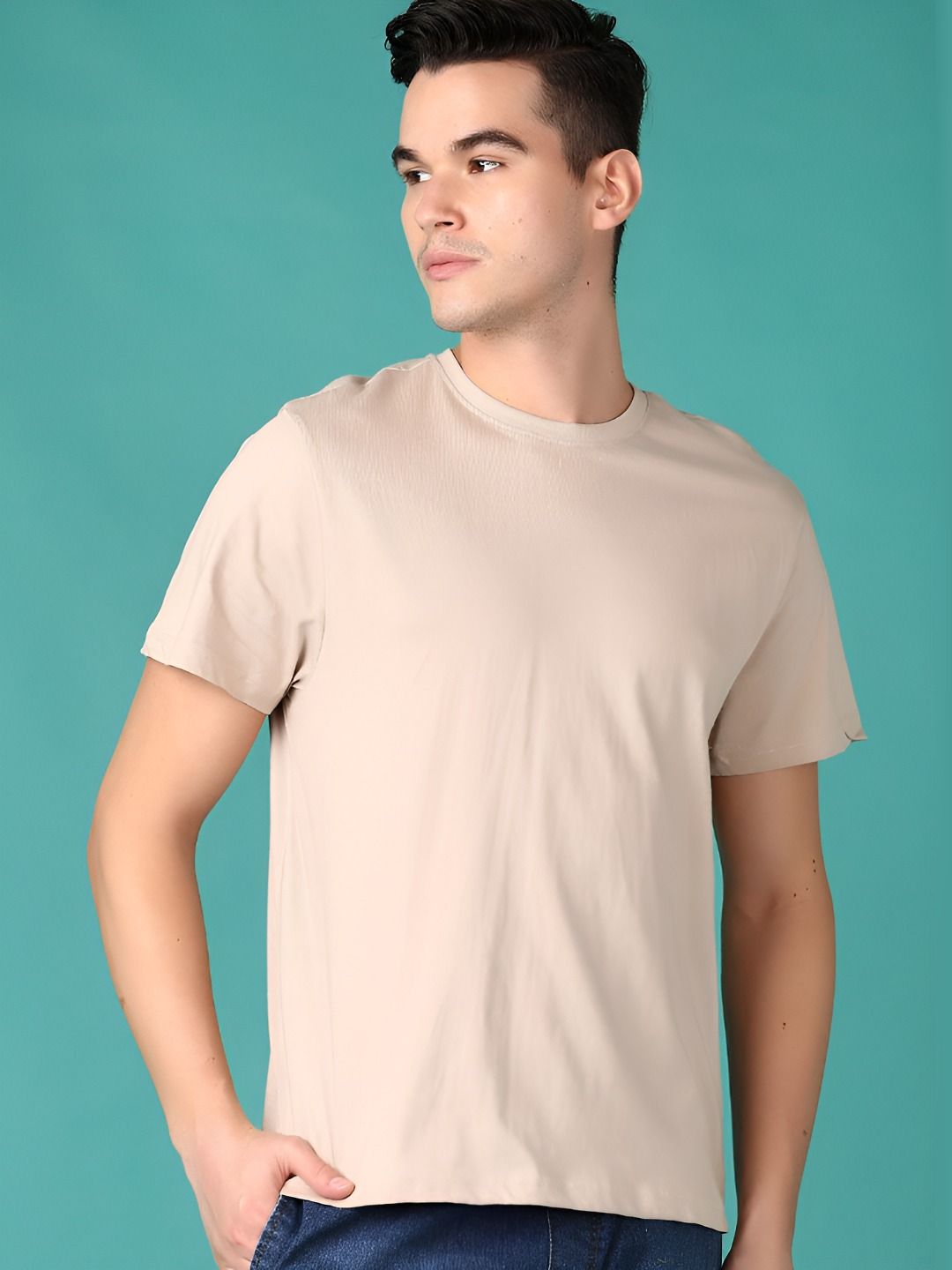 V-Mart Men Solid Round Neck Cotton T-shirt-picture-39