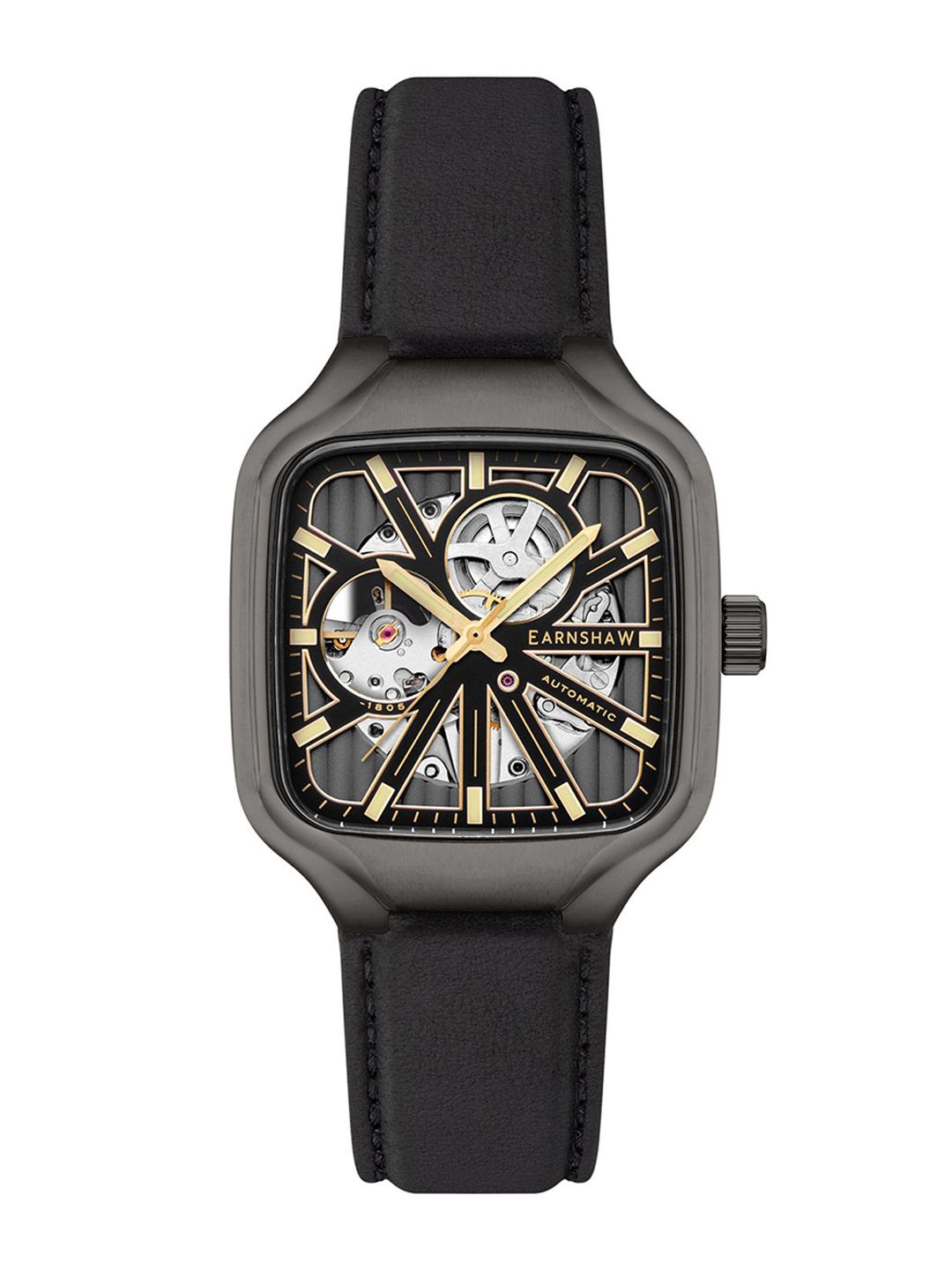 EARNSHAW Men Brass Skeleton Dial & Leather Straps Analogue Powered Watch ES-8294-04-picture-46