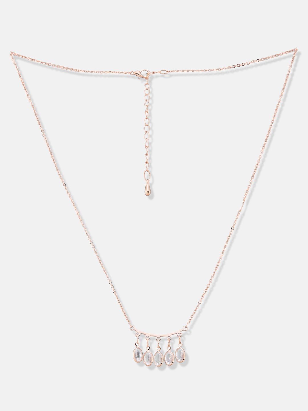 ATIBELLE Rose Gold-Plated Cubic Zirconia Studded Necklace