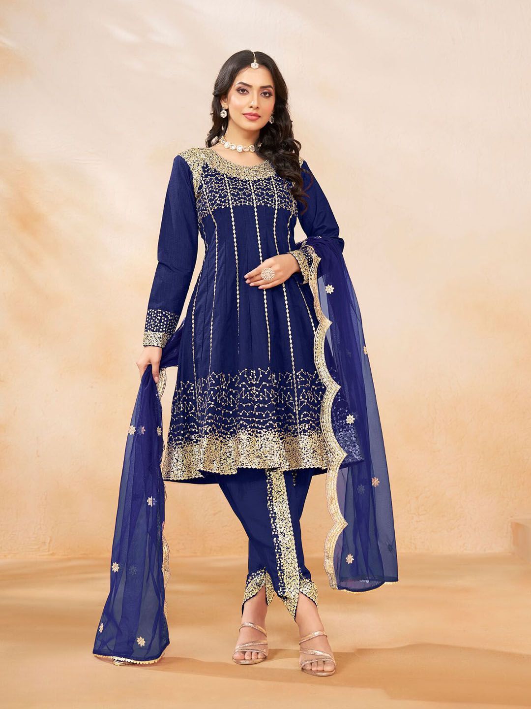 Floral Printed Shirt Collar Kurta with Dhoti Pants main image 1