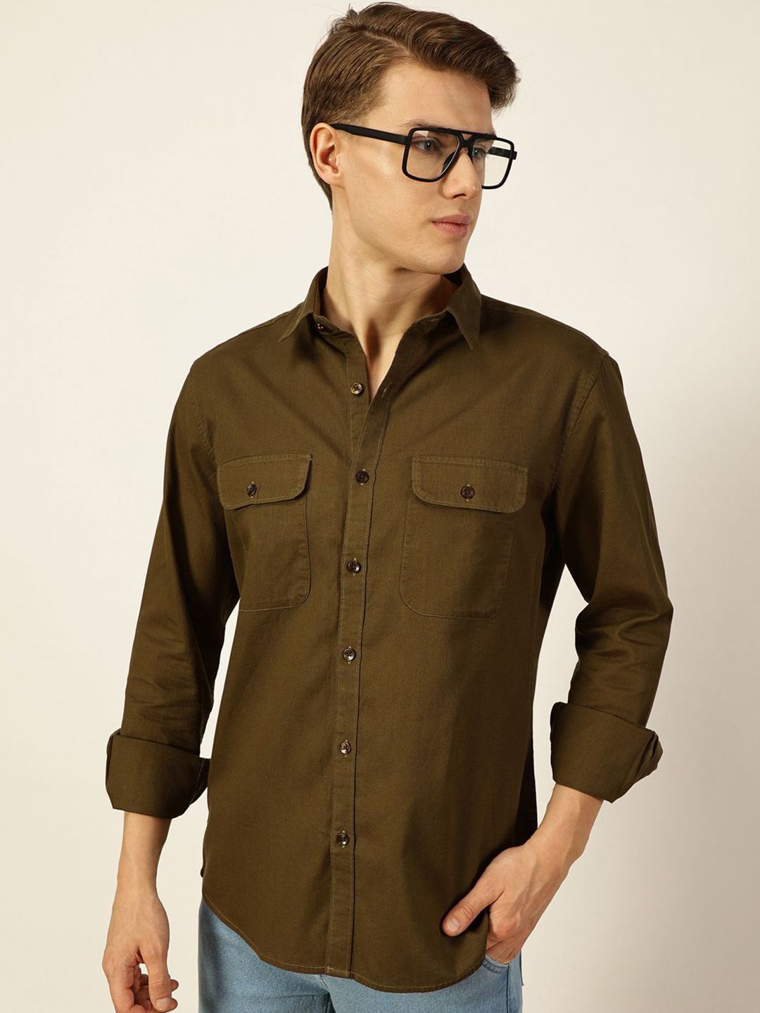 INVICTUS Men Original Spread Collar Solid Cotton Slim Fit Casual Shirt-picture-22