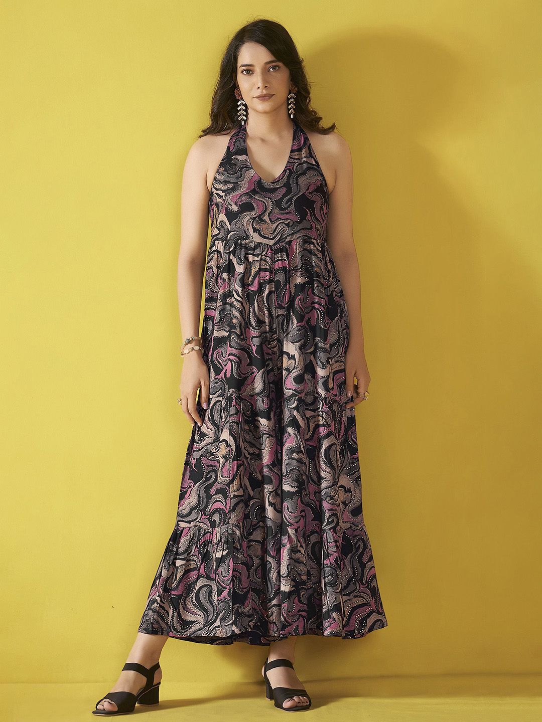 Anouk Women Halter Neck Printed Sleeveless Basic Jumpsuit-picture-10