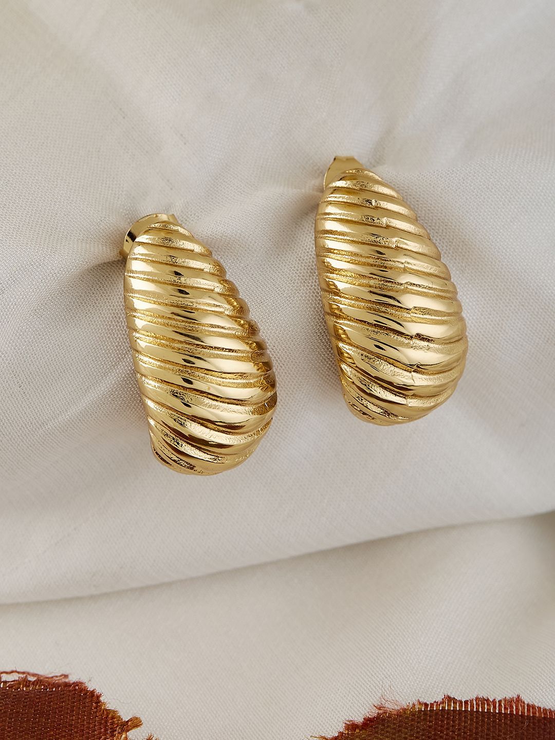 ATIBELLE Gold Plated Circular Textured Hoop Earrings