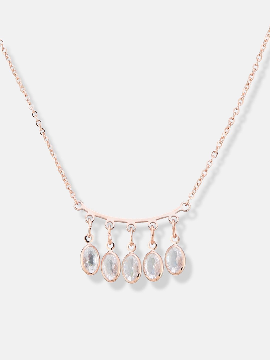 ATIBELLE Rose Gold-Plated Cubic Zirconia Studded Necklace
