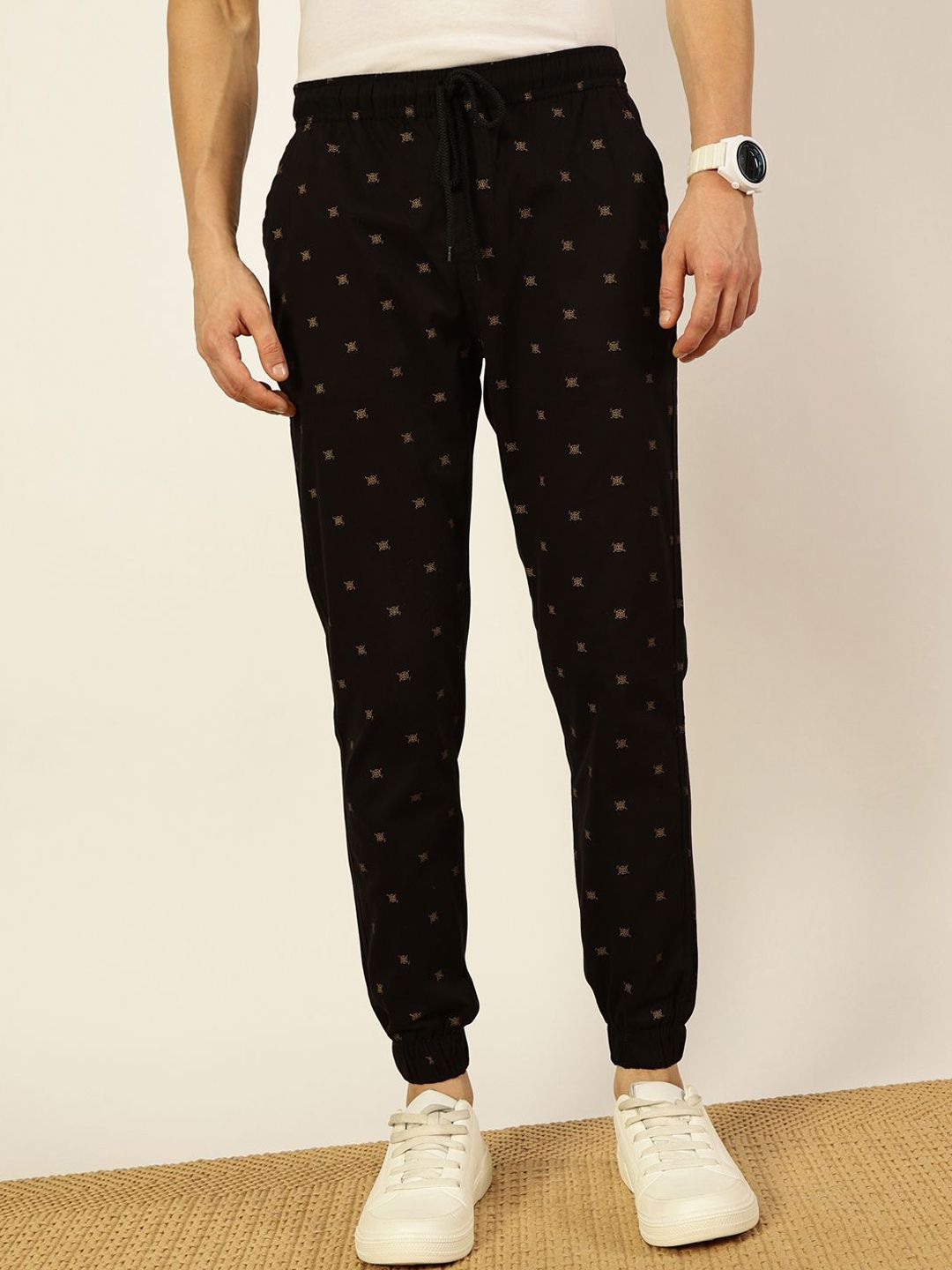Thomas Scott Men Abstract Printed Smart Slim Mid-Rise Fit Easy Wash Joggers Trousers-image-28