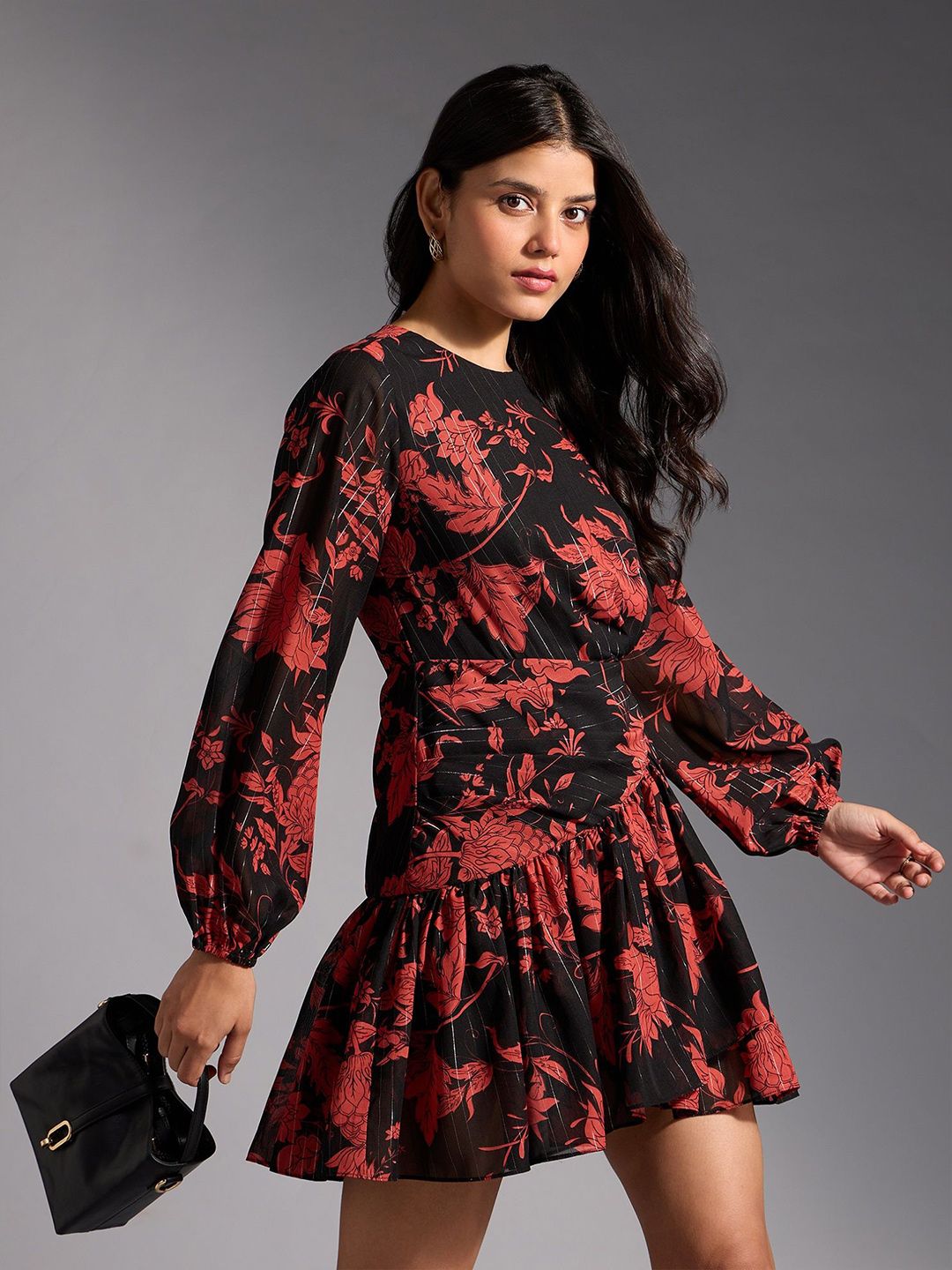 20Dresses Women Floral Printed Drop-Waist Mini Dress