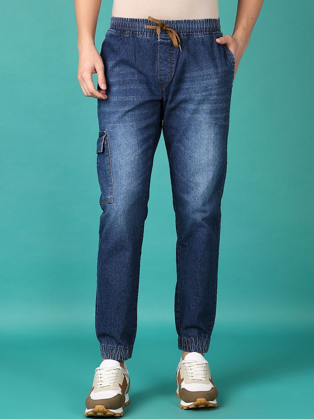 V-Mart Men Cotton Mid-Rise Light Fade Joggers Jeans-picture-20