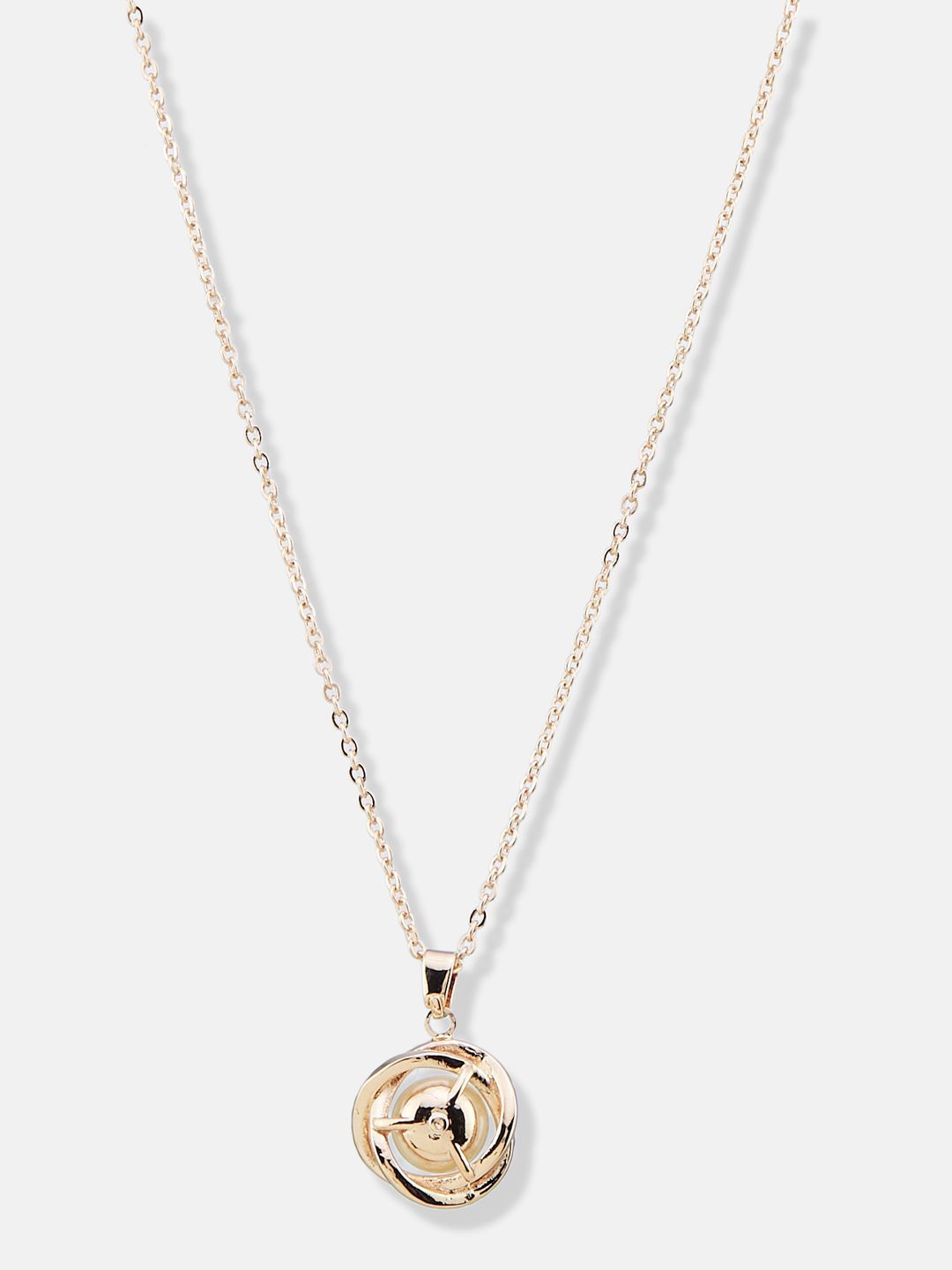 ATIBELLE Rose Gold-Plated Cubic Zirconia-Studded Pendant with Chain