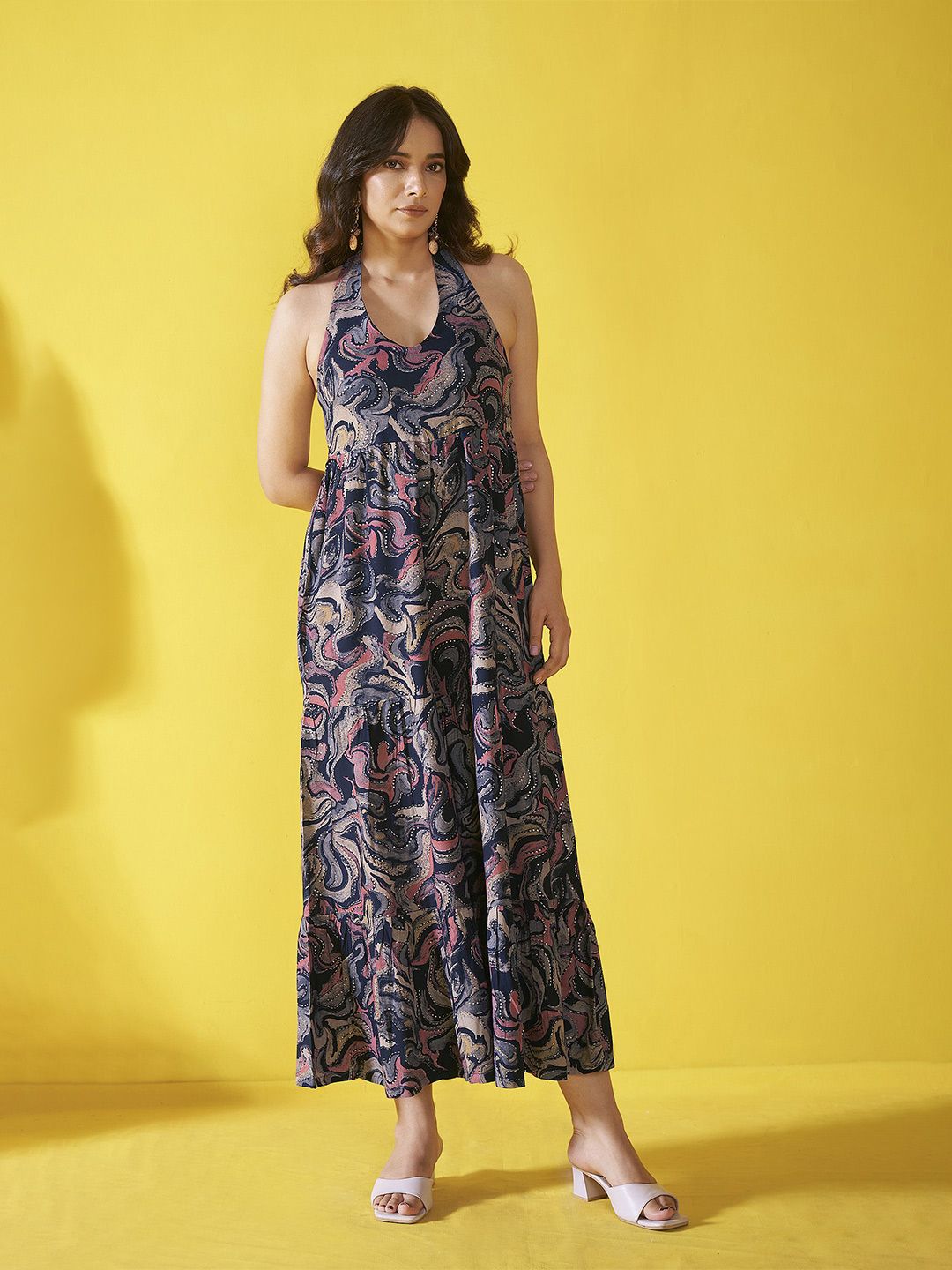 Anouk Women Halter Neck Printed Sleeveless Basic Jumpsuit-picture-11