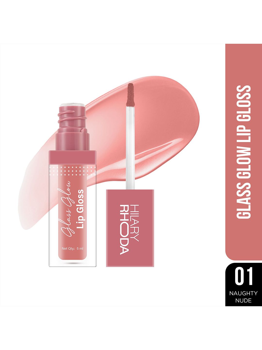 Hilary Rhoda Glass Glow Nourishing & Hydrating Lip Gloss- 5 ml- Naughty Nude 01-picture-1