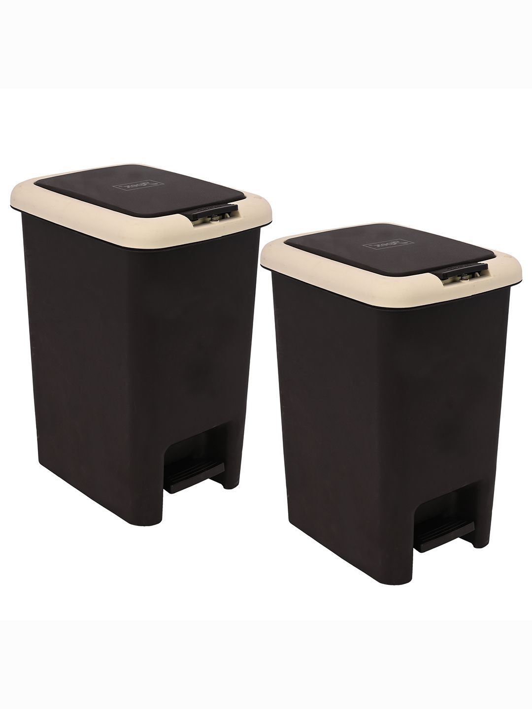 Kuber Industries Brown 2 Pieces Pedal Dustbins - 7L Each