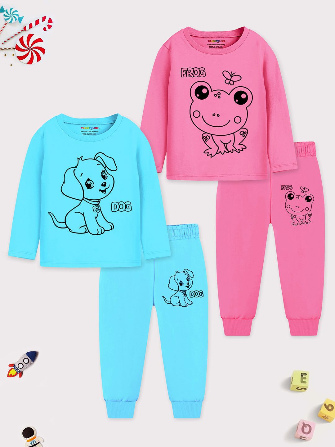 YK X Trampoline Unisex Kids Printed Night suit-picture-15