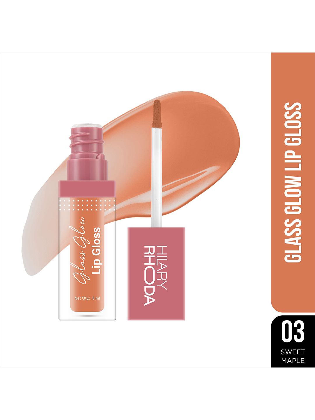 Hilary Rhoda Glass Glow Nourishing & Hydrating Lip Gloss- 5 ml- Sweet Maple 03-picture-0