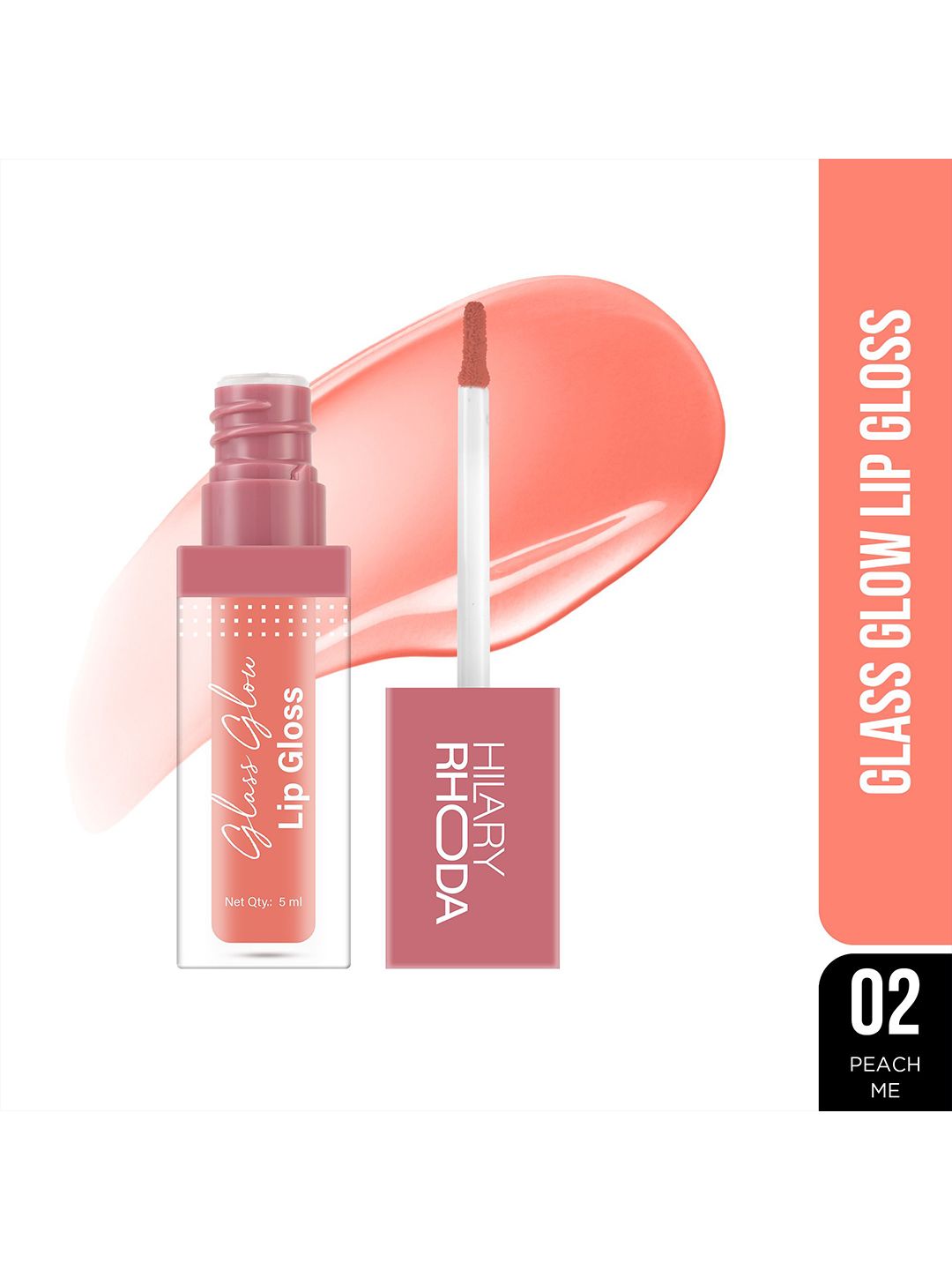 Hilary Rhoda Glass Glow Nourishing & Hydrating Lip Gloss- 5 ml- Peach Me 02-picture-32