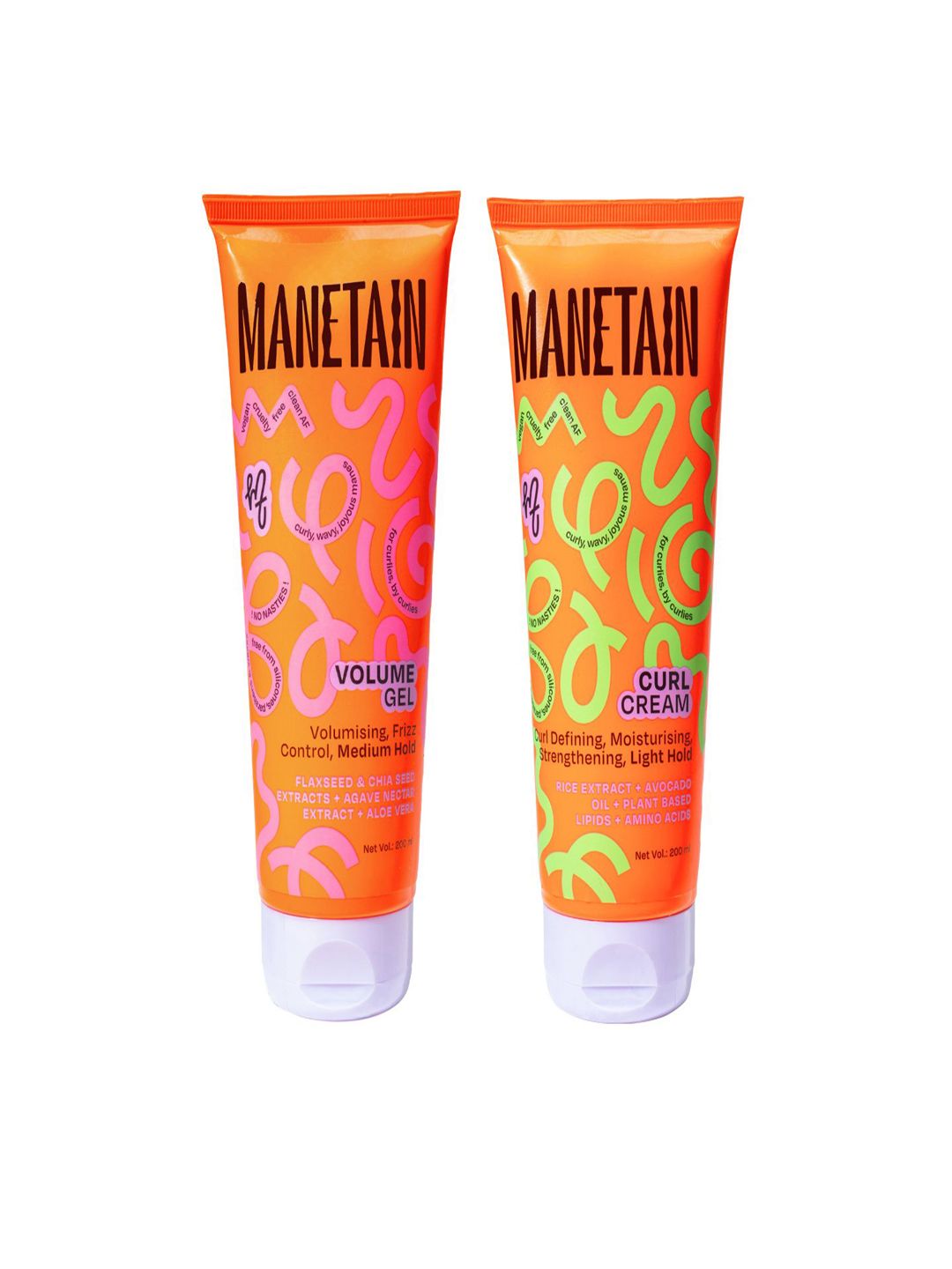 MANETAIN Set Of 2 Curl Cream & Volume Gel For Define Kit - 200 ml Each-picture-29