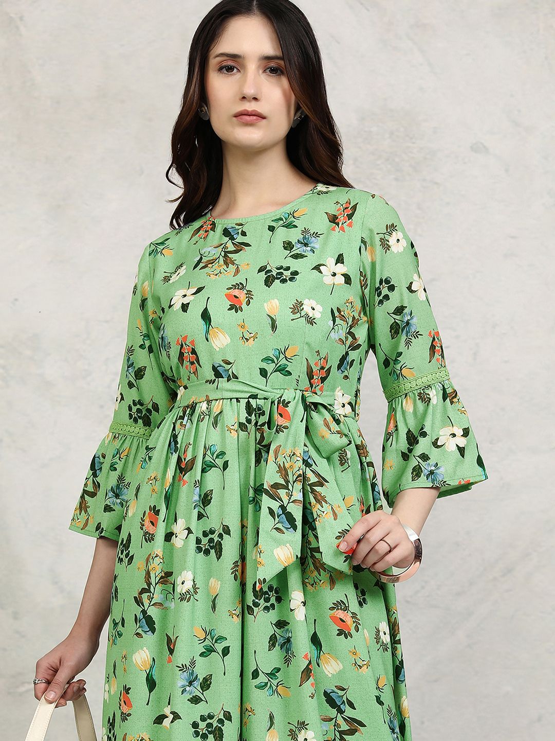 Vishudh Printed Waist Tie-Ups Waist Tie-Ups Three-Quarter Sleeves Basic Jumpsuit-image-17