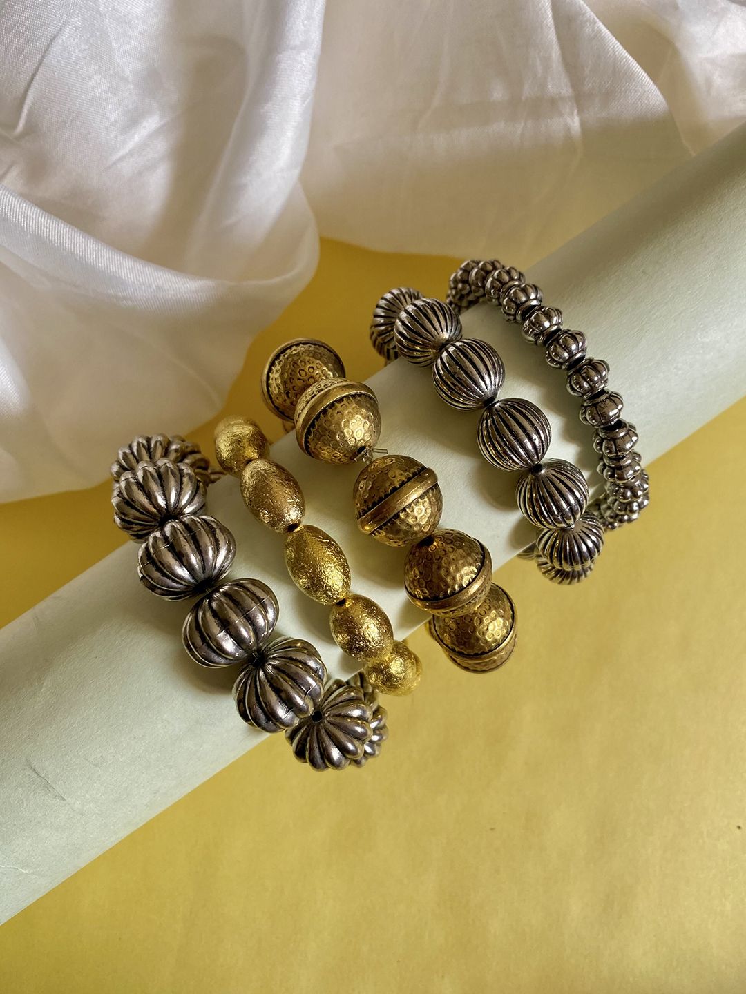 ATIBELLE Set Of 5 Silver-Plated Bangles