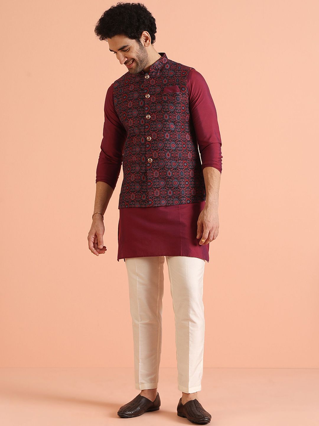 KISAH Woven Design Nehru Jackets-picture-21