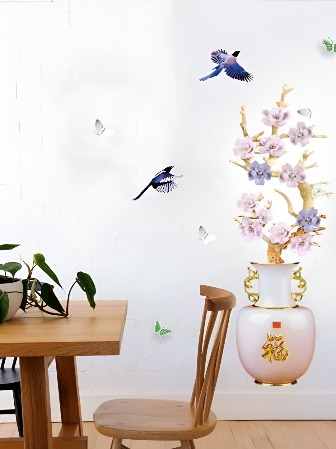 Asian royal White & Blue Floral Printed Water Proof Wall Sticker-picture-35