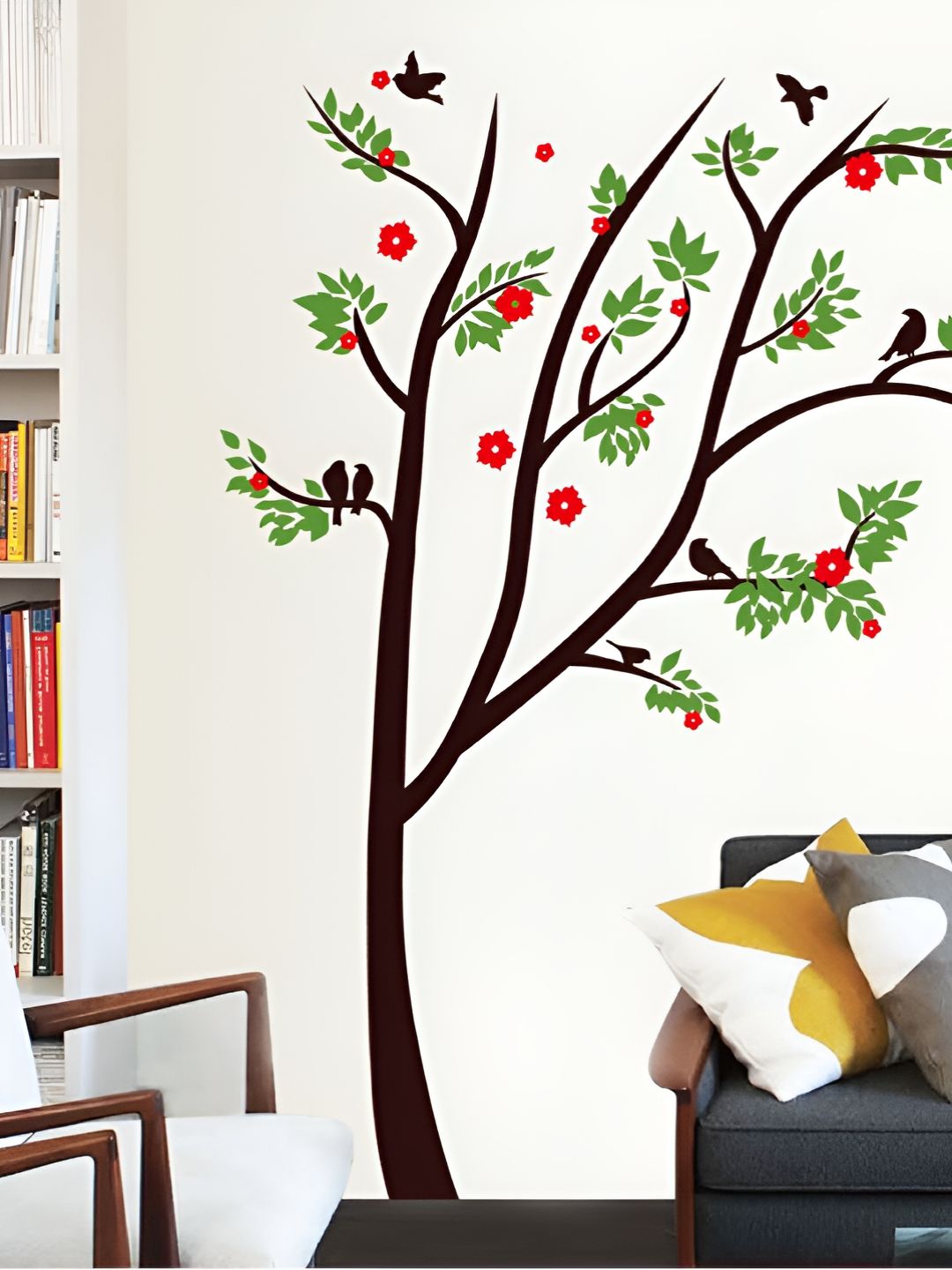 Asian royal Black & Green Birds & Tree Printed Waterproof Wall Sticker-picture-23