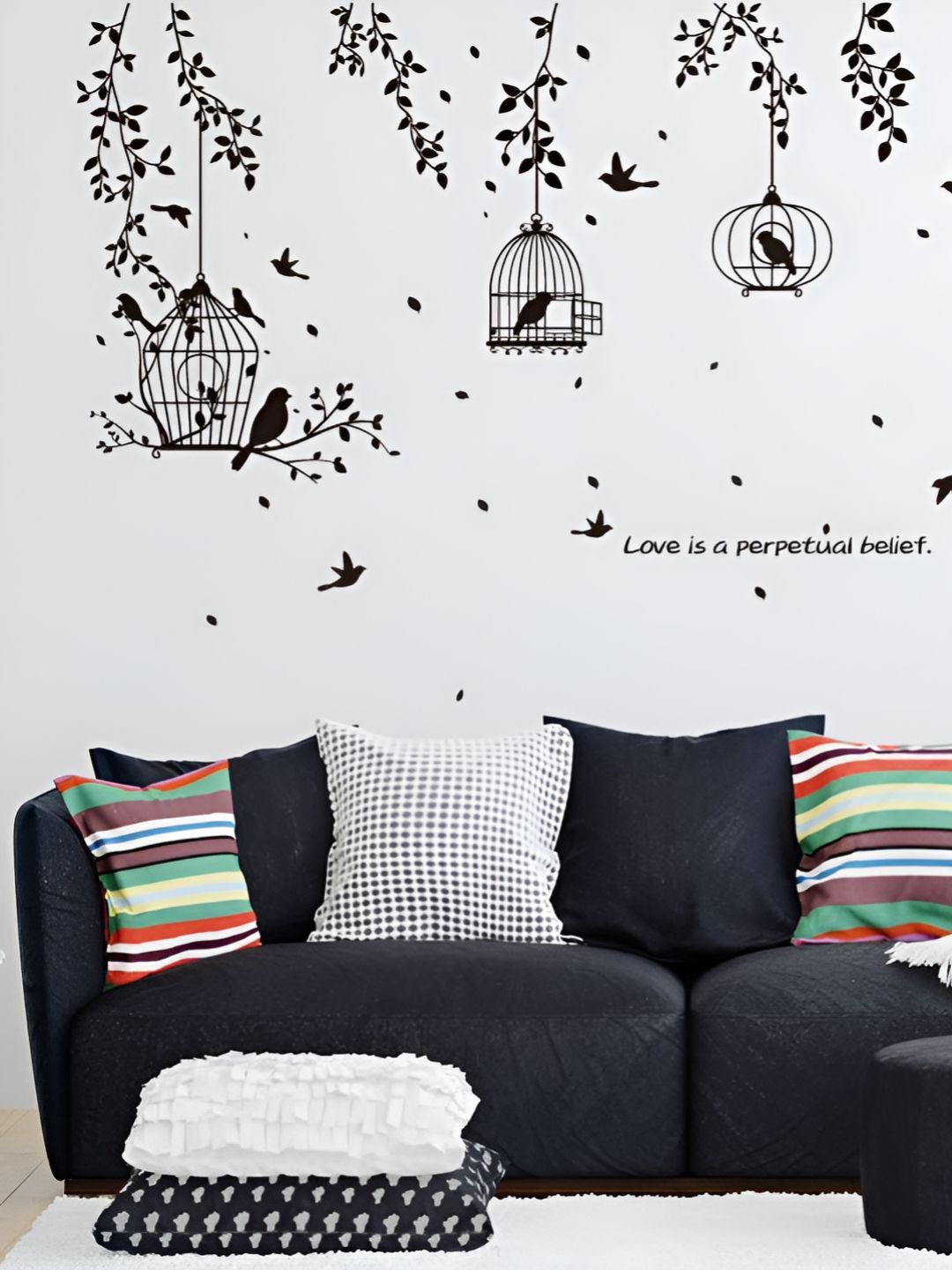 Asian royal Brown Birds & Cage Printed Waterproof Wall Sticker-picture-30